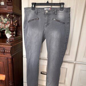 Cabi style 5167 skinny jeans low rise sz 12 zip pockets gray stretch
